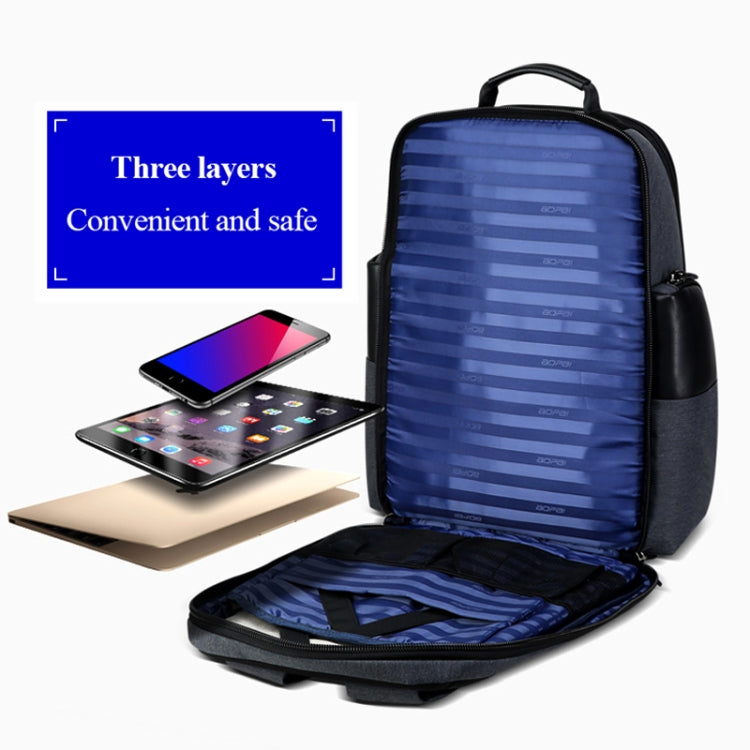 Bopai 851-014318 Fashion Outdoor Breathable Waterproof Anti-theft Three-layer Large Capacity Double Shoulder Bag,with USB Charging Port, Size: 31x17x44cm, 851-014318