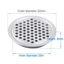 Load image into Gallery viewer, 10pcs Flat Surface 25mm Cabinet Round Air Vent Stainless Steel Louvered Grille Cover Vents with Little Holes, 25mm Flat