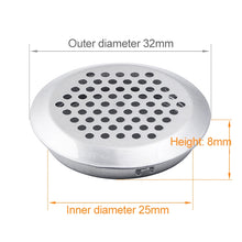 Load image into Gallery viewer, 10pcs Bevel Surface 25mm Cabinet Round Air Vent Stainless Steel Louvered Grille Cover Vents with Little Holes, 25mm Bevel