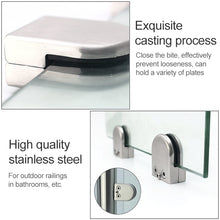 Load image into Gallery viewer, 9-14mm Flat Bottom Matte Polished  201 Stainless Steel Fixed Clip Railing Glass Wood Layer Board Clamp Bracket, 9-14mm, Flat Bottom, 201 Stainless Steel