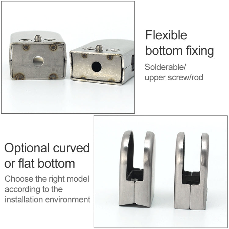 5-8mm Flat Bottom Matte Polished  201 Stainless Steel Fixed Clip Railing Glass Wood Layer Board Clamp Bracket, 5-8mm, Flat Bottom, 201 Stainless Steel