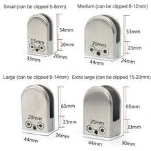 Load image into Gallery viewer, 8-12mm Flat Bottom Matte Polished  201 Stainless Steel Fixed Clip Railing Glass Wood Layer Board Clamp Bracket, 8-12mm, Flat Bottom, 201 Stainless Steel