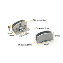 Load image into Gallery viewer, Open Hole Free Brushed Surface Glass Hinge, Size: S, 3-7mm, S