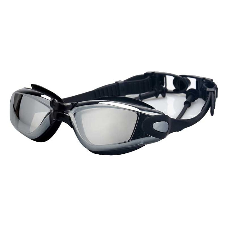 Electroplating Anti-fog Silicone Swimming Goggles with One-piece Ear Plugs for Adults