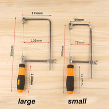 Load image into Gallery viewer, U Shape Hacksaw with Blades for Metal / Wood / Plastic Tube / Wire DIY Hand Tool Portable Woodworking Saw, Width: 105mm, Size: Large