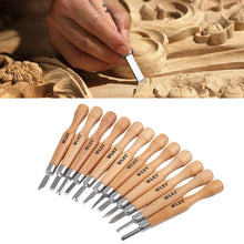 Load image into Gallery viewer, WLXY 12 PCS / Set Wood Carving Chisels Knife Basic Woodcut Working Handmade Rubber Stamps Hand Tools, WL-9330