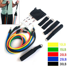 Load image into Gallery viewer, E1107 11 in 1 100lbs Natural Latex Five-point Buckle Household Pull Rope Resistance Band Fitness Equipment Set