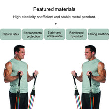 Load image into Gallery viewer, E1107 11 in 1 100lbs Natural Latex Five-point Buckle Household Pull Rope Resistance Band Fitness Equipment Set