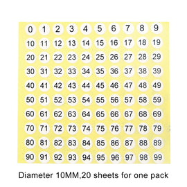 20 PCS Round Shape Number Sticker Shoe Size Label, Number 0-99, Number 0-99