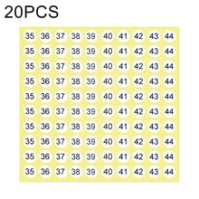 Load image into Gallery viewer, 20 PCS Round Shape Number Sticker Shoe Size Label, Number 35-44, Number 35-44