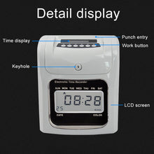 Load image into Gallery viewer, LCD Screen Electronic Time Clock Paper Card English Attendance Machine Punch Machine, Support Music Bell, LCD Screen