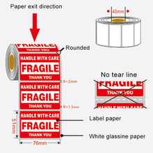Load image into Gallery viewer, 500 PCS Self-adhesive Outer Box English Warning Sticker Fragile Label, Size: 76x51mm, 76 x 51mm