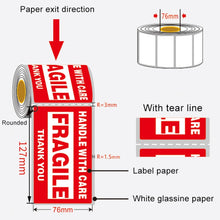 Load image into Gallery viewer, 500 PCS Self-adhesive Outer Box English Warning Sticker Fragile Label, Size: 76x127mm, 76 x 127mm