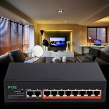 Load image into Gallery viewer, 8 Ports 10/100Mbps POE Switch IEEE802.3af Power Over Ethernet Network Switch for IP Camera VoIP Phone AP Devices, 8 Ports Black
