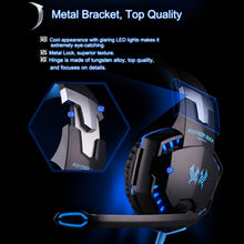 Load image into Gallery viewer, KOTION EACH G2000 Over-ear Game Gaming Headphone Headset Earphone Headband with Mic Stereo Bass LED Light for PC Gamer,Cable Length: About 2.2m(White + Red), G2000