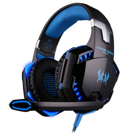 KOTION EACH G2000 Over-ear Game Gaming Headphone Headset Earphone Headband with Mic Stereo Bass LED Light for PC Gamer,Cable Length: About 2.2m(White + Red), G2000