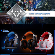 Load image into Gallery viewer, KOTION EACH G2000 Over-ear Game Gaming Headphone Headset Earphone Headband with Mic Stereo Bass LED Light for PC Gamer,Cable Length: About 2.2m(White + Red), G2000