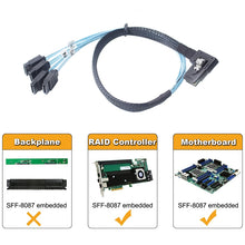 Load image into Gallery viewer, Mini SAS (SFF-8087) to 4 x SATA 7-Pin Female Forward Breakout 6Gbps Data Cable, Length: 50cm, SFF-8087 (Length: 50cm)