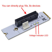 Load image into Gallery viewer, NGFF M.2 Key M to PCI-E 1X / 4X / 8X / 16X Graphics Card Mining Slot Adapter Riser Converter Card with LED, VER003