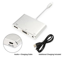 Load image into Gallery viewer, 3 in 1 8 Pin to HDMI / VGA / Audio Adapter