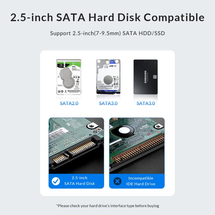 ORICO 2577U3-V1 Grid Texture Design 2.5 inch USB3.0 Micro-B Hard Drive Enclosure Box, 2577U3-V1