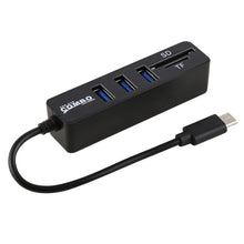Load image into Gallery viewer, 2 in 1 TF &amp; SD Card Reader + 3 x USB Ports to USB-C / Type-C HUB Converter, Total Length: 24cm, Type-C (Black), Type-C (White)