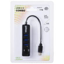 Load image into Gallery viewer, 2 in 1 TF &amp; SD Card Reader + 3 x USB Ports to USB-C / Type-C HUB Converter, Total Length: 24cm, Type-C (Black), Type-C (White)