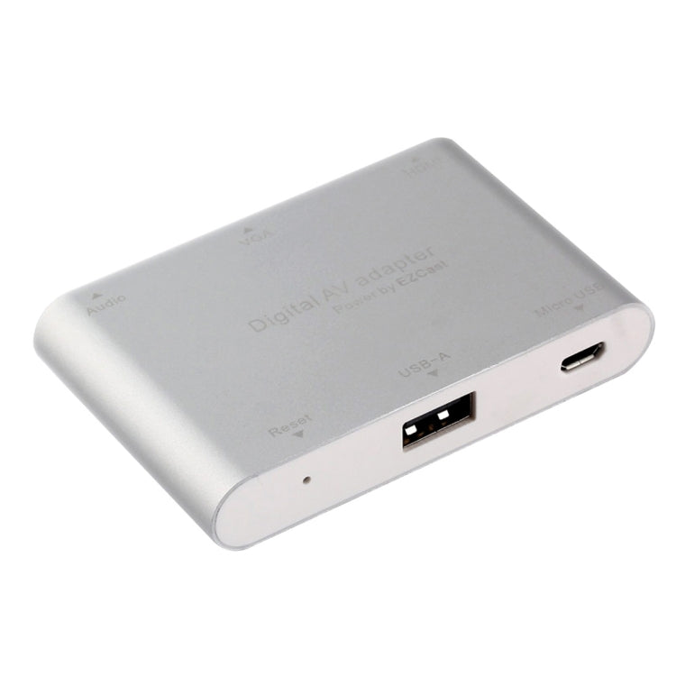P27 Metal Cover Micro USB to HDMI + VGA HDTV Converter Digital AV Adapter, Power by EZCast, Support iOS / Android / Windows System