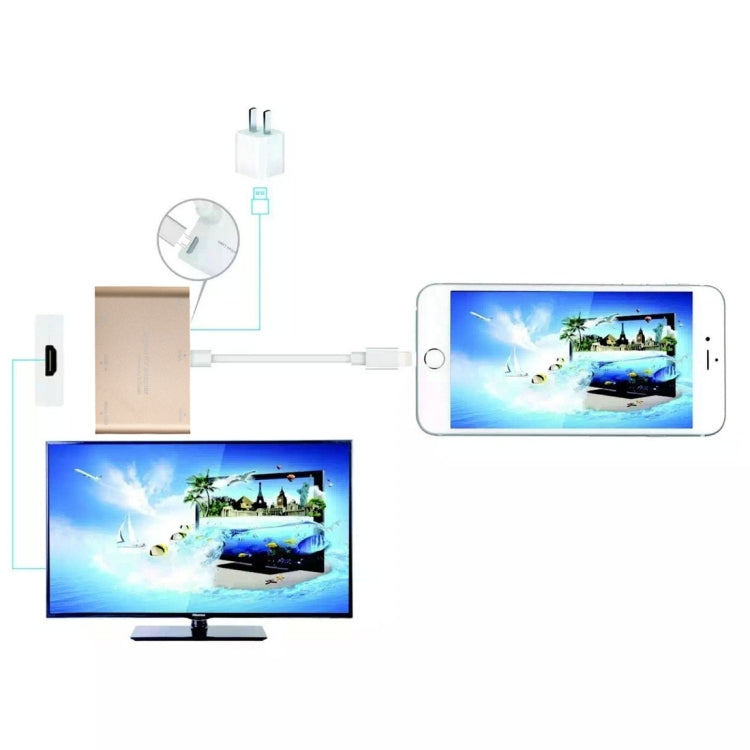P27 Metal Cover Micro USB to HDMI + VGA HDTV Converter Digital AV Adapter, Power by EZCast, Support iOS / Android / Windows System