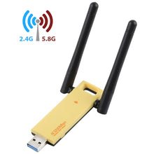 Load image into Gallery viewer, AC1200Mbps 2.4GHz &amp; 5GHz Dual Band USB 3.0 WiFi Adapter External Network Card with 2 External Antenna, AC1200Mbps USB 3.0