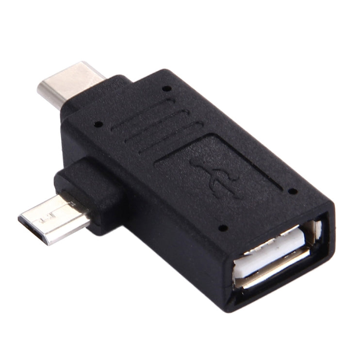 USB-C / Type-C Male + Micro USB Male to USB 2.0 Female Adapter, USB 2.0