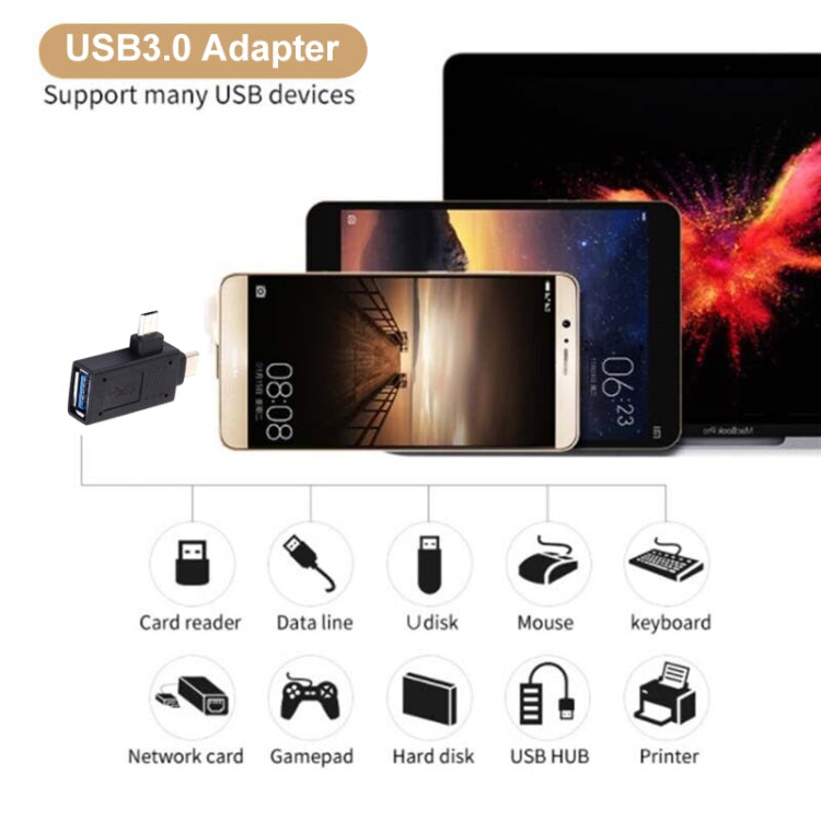 USB-C / Type-C Male + Micro USB Male to USB 3.0 Female Adapter, USB 3.0