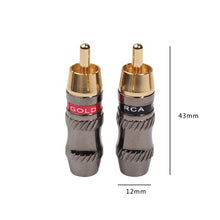 Load image into Gallery viewer, REXLIS TR026 2 PCS RCA Male Plug Audio Jack Gold Plated Adapter for DIY Audio Cable &amp; Video cable, RCA Male