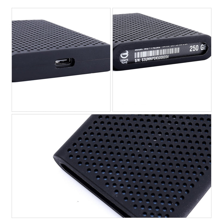 PT500 Scratch-resistant All-inclusive Portable Hard Drive Silicone Protective Case for Samsung Portable SSD T5, with Vents, Black, Blue, Red, White