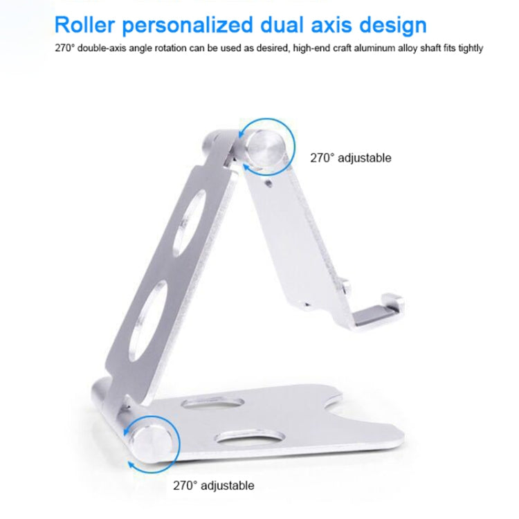 ROOSTAND R2 Aluminum Alloy Mobile Desktop Tablet Bracket Double Folding Lazy Artifact, Size: 6.4x7x9cm