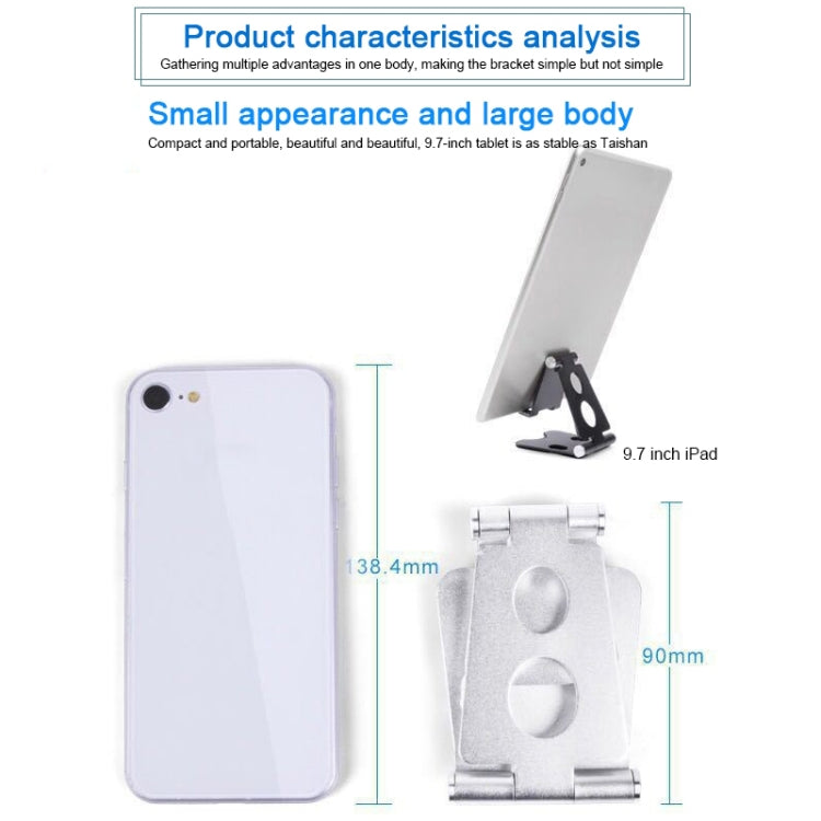ROOSTAND R2 Aluminum Alloy Mobile Desktop Tablet Bracket Double Folding Lazy Artifact, Size: 6.4x7x9cm