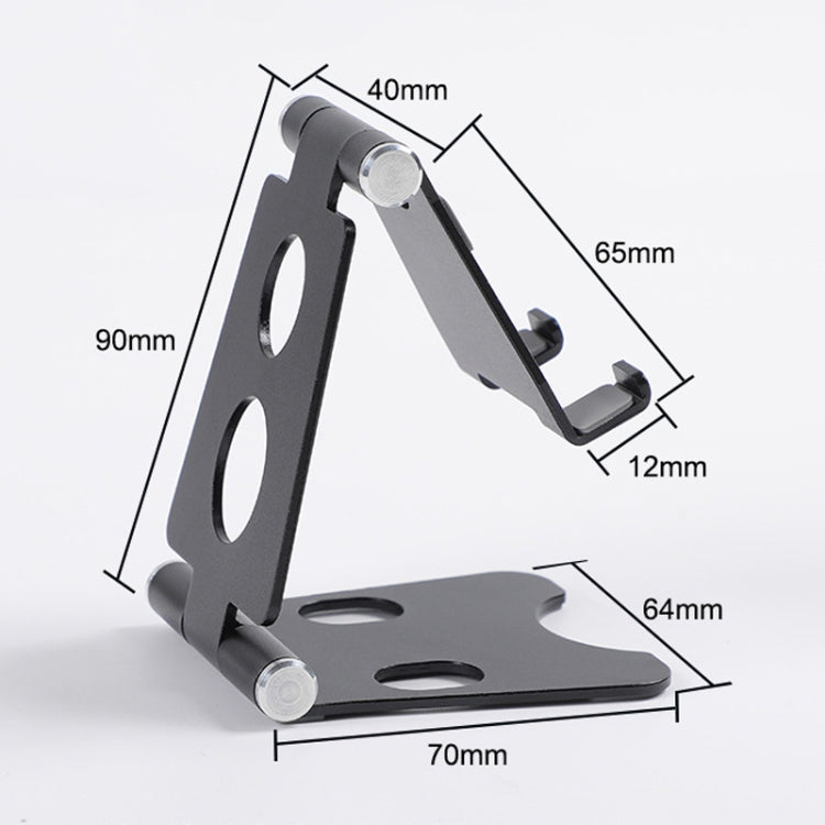 ROOSTAND R2 Aluminum Alloy Mobile Desktop Tablet Bracket Double Folding Lazy Artifact, Size: 6.4x7x9cm