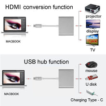 Load image into Gallery viewer, USB-C / Type-C 3.1 Male to USB-C / Type-C 3.1 Female &amp; HDMI Female &amp; USB 3.0 Female Adapter, Type-C+USB+HDMI (J), Type-C+USB+HDMI (G), Type-C+USB+HDMI (B), Type-C+USB+HDMI (S)