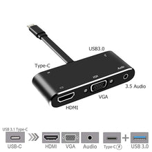 Load image into Gallery viewer, V126 UCB-C / Type-C Male to PD + HDMI + VGA + Audio + USB 3.0 Female 5 in 1 Converter, 5 in 1