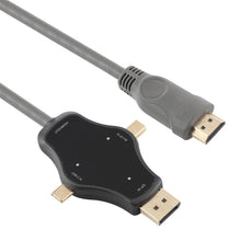 Load image into Gallery viewer, D65A 1.8m DisplayPort In &amp; Mini DP In &amp; USB-C / Type-C In to HDMI 4K Output Video Adapter Cable, D65A