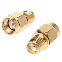 Load image into Gallery viewer, Straight Gold Plated RP-SMA Male to SMA Female Adapter, Straight RP-SMA Male to SMA Female