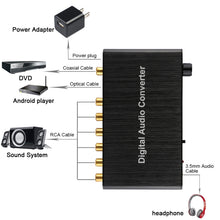 Load image into Gallery viewer, 2CH Digital Audio Decoder Converter with Optical Toslink SPDIF Coaxial for Home Theater / PS4 / PS3 / XBOX360, Support Volume Control, AC-3, DTS