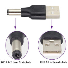 Load image into Gallery viewer, 10 PCS 5.5 x 2.1mm Male to USB 2.0 Male DC Power Plug Connector, 5.5 x 2.1mm