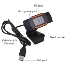 Load image into Gallery viewer, 720P Manual Focus Webcam USB Camera with Microphone