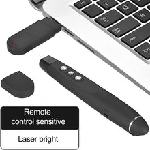 Load image into Gallery viewer, 2.4GHz Wireless Laser PowerPoint Page Turning Pen Multimedia Wireless Presentation Projection Pen with USB Receiver, Remote Control Distance: 30m, 30m