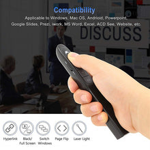 Load image into Gallery viewer, XM930 2.4GHz Wireless Laser PowerPoint Page Turning Pen Multimedia Wireless Presentation Projection Pen with USB Receiver, Support Low Battery Remind, Remote Control Distance: 100m, 100m White, 100m Black