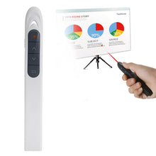 Load image into Gallery viewer, XM930 2.4GHz Wireless Laser PowerPoint Page Turning Pen Multimedia Wireless Presentation Projection Pen with USB Receiver, Support Low Battery Remind, Remote Control Distance: 100m, 100m White, 100m Black