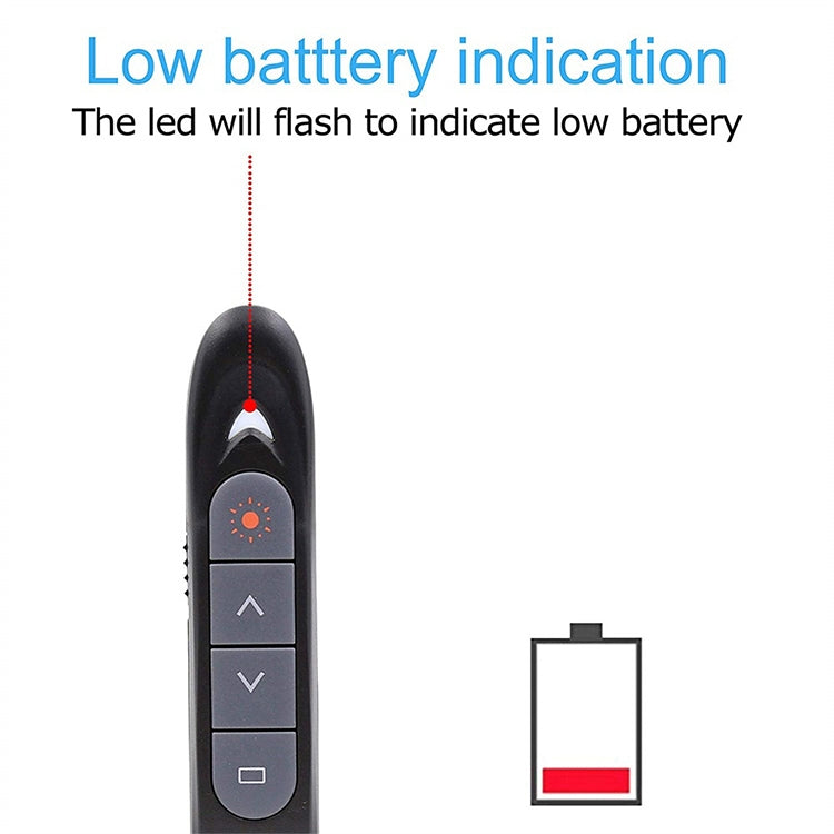 XM930 2.4GHz Wireless Laser PowerPoint Page Turning Pen Multimedia Wireless Presentation Projection Pen with USB Receiver, Support Low Battery Remind, Remote Control Distance: 100m, 100m White, 100m Black