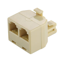 Load image into Gallery viewer, RJ11 Dual Ports Desktop Telephone Extension Cable Extender Connector Adapter, 2 RJ11 Female to RJ11 Male
