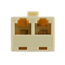 Load image into Gallery viewer, RJ11 Dual Ports Desktop Telephone Extension Cable Extender Connector Adapter, 2 RJ11 Female to RJ11 Male